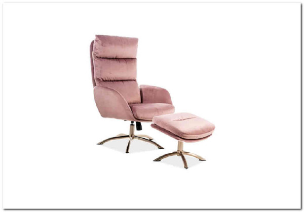 Комплект Signal MONROE VELVET BLUVEL 52 кресло+подставка для ног (античный розовый)} заказать в Курске по цене 43 963 руб. с доставкой в Курск