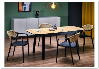 Стол обеденный Halmar BARRIL 130 (дуб артизан/черный)