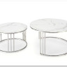 Комплект Halmar MERCURY 2, 2 стола журнальных (серебристый/белый мрамор)} заказать в Курске по цене 49 677 руб. с доставкой в Курск