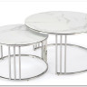 Комплект Halmar MERCURY 2, 2 стола журнальных (серебристый/белый мрамор)} заказать в Курске по цене 49 677 руб. с доставкой в Курск