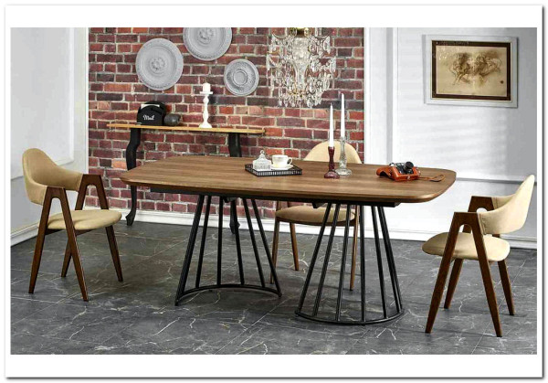 Стол обеденный Halmar EVERTON (ореховый/черный)} заказать в Курске по цене 109 778 руб. с доставкой в Курск