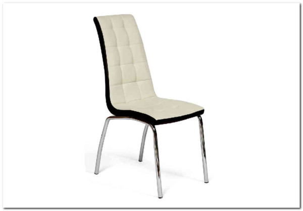 Стул ALESSI ( mod.36 ) слоновая кость/темно-коричневый (окантовка)/хром} заказать в Курске по цене 8 390 руб. с доставкой в Курск