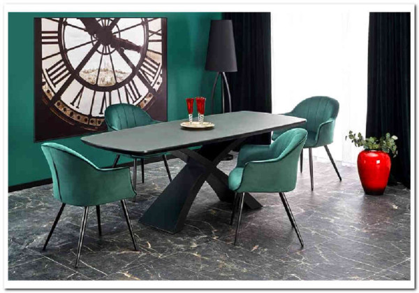 Стол обеденный Halmar SILVESTRO 180 раскладной темно-серый/черный} заказать в Курске по цене 120 851 руб. с доставкой в Курск