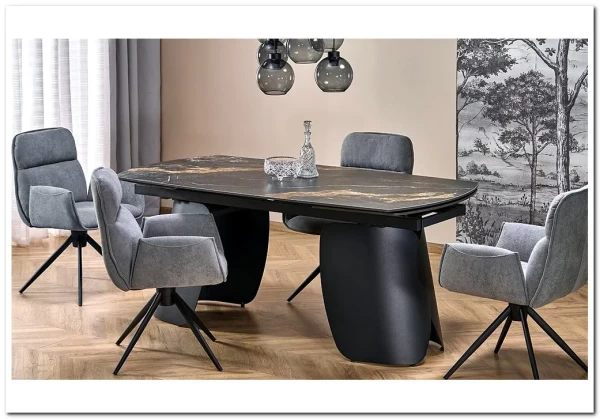 Стол обеденный Halmar FORUM 180 (черный мрамор/черный)} заказать в Курске по цене 131 179 руб. с доставкой в Курск