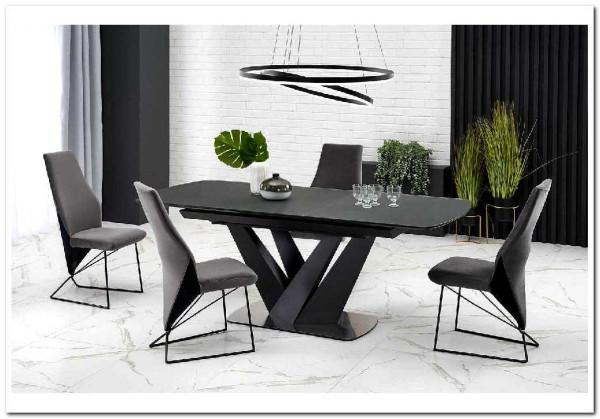 Стол обеденный Halmar PATRIZIO 160 раскладной темно-серый/черный} заказать в Курске по цене 132 880 руб. с доставкой в Курск