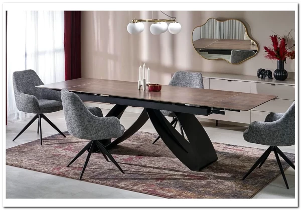 Стол обеденный Halmar HILARIO 180 (орех/черный)} заказать в Курске по цене 122 998 руб. с доставкой в Курск