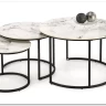 Комплект Halmar GILDA, 3 стола журнальных (белый мрамор/черный)} заказать в Курске по цене 20 798 руб. с доставкой в Курск