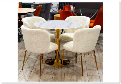 Стол обеденный Halmar CASEMIRO белый мрамор/золотой