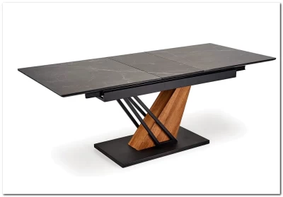 Стол обеденный Halmar VOLANT 140 (черный мрамор/дуб золотой)