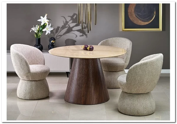 Стол обеденный Halmar PIREUS 120 (травертин/орех)} заказать в Курске по цене 61 512 руб. с доставкой в Курск