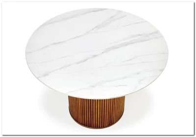 Стол обеденный Halmar BRUNO (белый мрамор/ореховый)