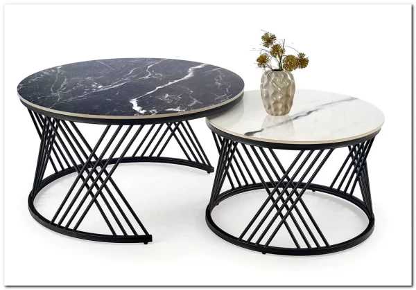 Комплект Halmar FLAMINGO (2 стола журнальных) (черный мрамор/белый мрамор/черный)} заказать в Курске по цене 35 027 руб. с доставкой в Курск