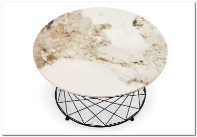 Стол журнальный Halmar ALESSIA (бежевый мрамор/черный)