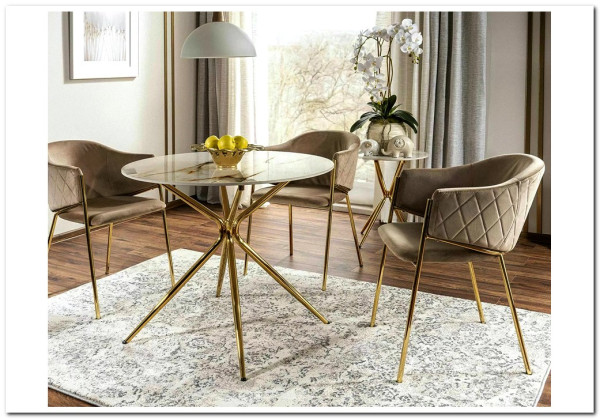 Стол обеденный Signal AZALIA Ceramic 90 (белый/золотой)} заказать в Курске по цене 23 208 руб. с доставкой в Курск