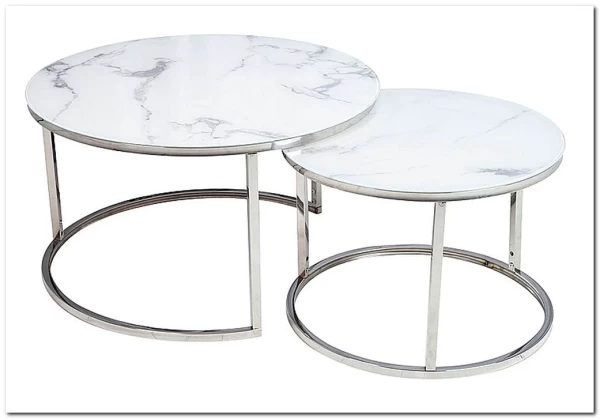 Комплект Signal ATLANTA B, 2 стола журнальных (эффект белого мрамора/хром)} заказать в Курске по цене 30 330 руб. с доставкой в Курск