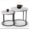 Комплект Halmar OREO, 2 стола журнальных (белый мрамор/черный)} заказать в Курске по цене 14 926 руб. с доставкой в Курск