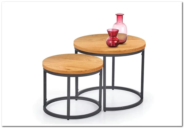 Комплект Halmar OREO 2 стола журнальных (дуб золотой/черный)} заказать в Курске по цене 14 926 руб. с доставкой в Курск