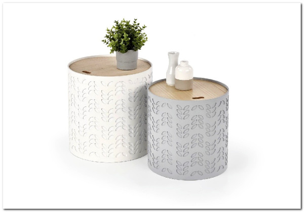 Комплект Halmar ALBA 2 стола журнальных (белый матовый и серый матовый)} заказать в Курске по цене 12 389 руб. с доставкой в Курск