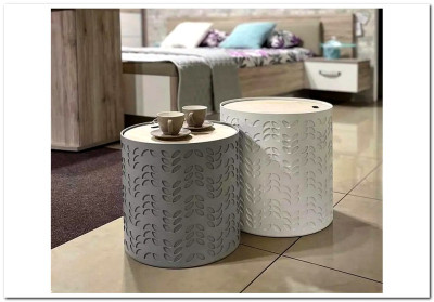 Комплект Halmar ALBA 2 стола журнальных (белый матовый и серый матовый)