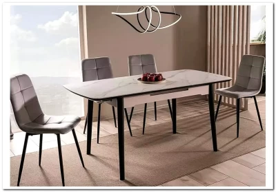 Стол обеденный Signal APOLLO 120 раскладной (белый мат/черный)