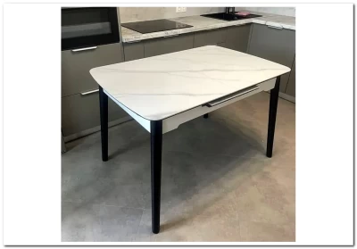 Стол обеденный Signal APOLLO 120 раскладной (белый мат/черный)