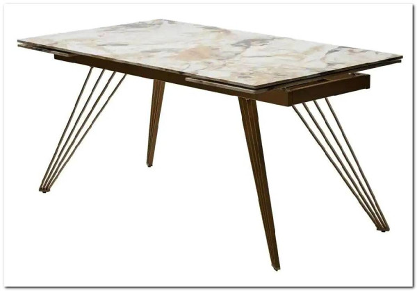 Стол ACERRA NEW 160 GLOSS GRAND JADE SOLID CERAMIC/ каркас цвета шампань, DISAUR} заказать в Курске по цене 93 555 руб. с доставкой в Курск