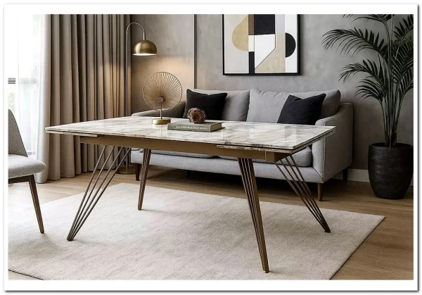 Стол АСЕРРА-1 (ACERRA-1) 160 цвет ГРАНД ЖАДЕ (GLOSS GRAND JADE, керамика/ ШАМПАНЬ, ®DISAUR} заказать в Курске по цене 93 555 руб. с доставкой в Курск