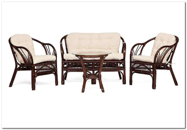 Комплект " NEW BOGOTA " (диван + 2 кресла + стол со стеклом) walnut (грецкий орех)} заказать в Курске по цене 48 990 руб. с доставкой в Курск