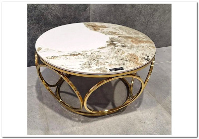 Стол журнальный Halmar VENUS 2 (белый мрамор/золотой)