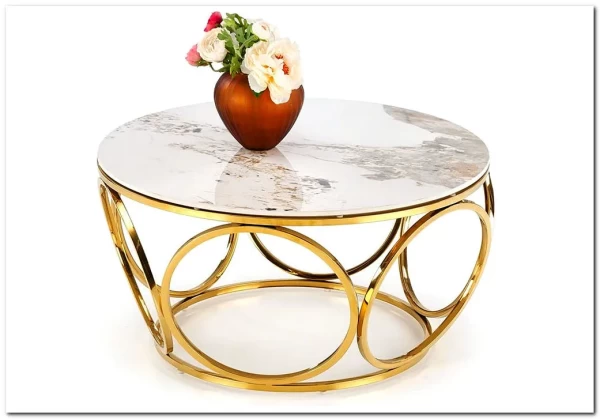 Стол журнальный Halmar VENUS 2 (белый мрамор/золотой)} заказать в Курске по цене 37 346 руб. с доставкой в Курск