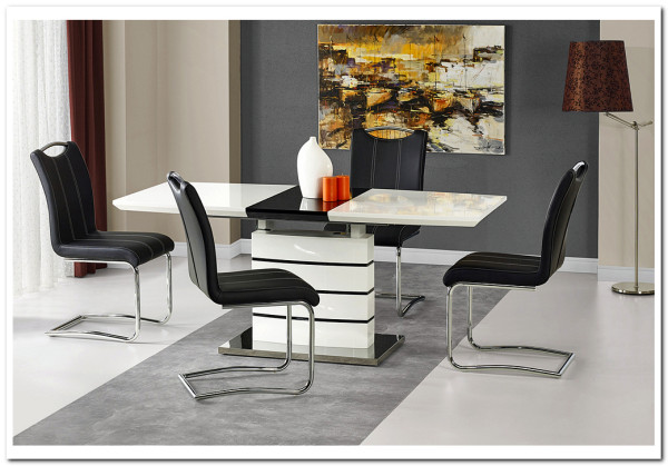 Стол обеденный Halmar NORD, раскладной (белый/черный)} заказать в Курске по цене 66 620 руб. с доставкой в Курск