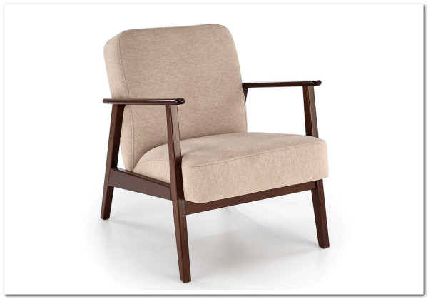 Кресло HALMAR MILANO 1S tap. Castel 15 бежевый/орех} заказать в Курске по цене 32 700 руб. с доставкой в Курск