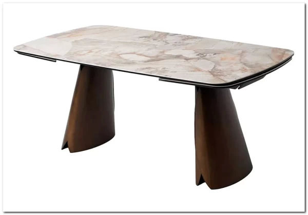 Стол IMBERT 180 GLOSS PATAGONIA, керамика на стекле/ брашированный каркас, цвет медный, ®DISAUR} заказать в Курске по цене 153 300 руб. с доставкой в Курск