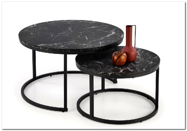 Комплект Halmar JAVA, 2 стола журнальных (черный мрамор/черный)} заказать в Курске по цене 15 623 руб. с доставкой в Курск
