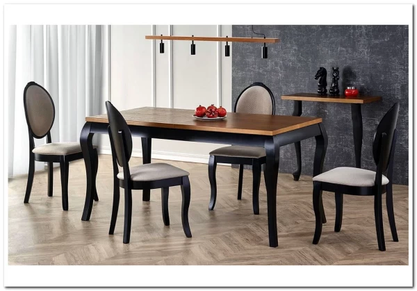 Стол Halmar WINDSOR раскладной (дуб темный/черный)} заказать в Курске по цене 77 959 руб. с доставкой в Курск