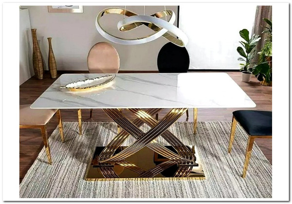 Стол обеденный Signal HERMES (эффект белого мрамора/золотой)} заказать в Курске по цене 106 862 руб. с доставкой в Курск