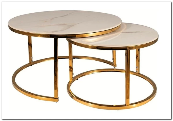 Комплект Signal PORTAFINO A, 2 стола журнальных (белый/золотой)} заказать в Курске по цене 33 551 руб. с доставкой в Курск