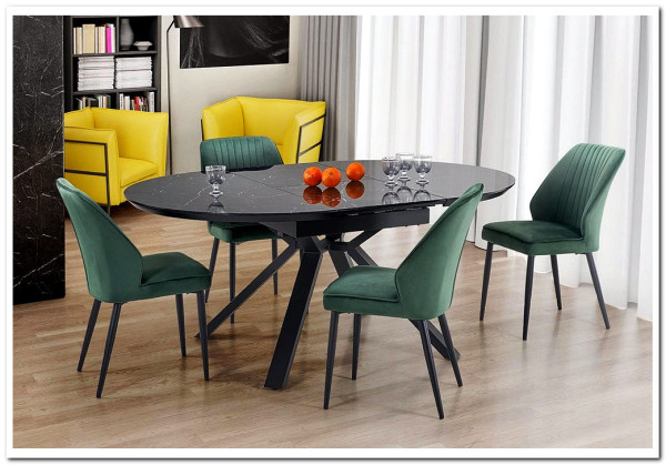 Стол раскладной HALMAR VERTIGO черный мрамор / черный} заказать в Курске по цене 102 837 руб. с доставкой в Курск