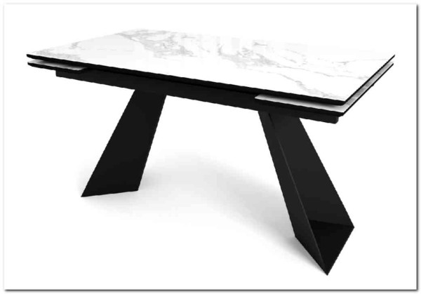 Стол Купер 160 БЕЛЫЙ МРАМОР, черная шагрень, стекло / ЧЕРНЫЙ каркас} заказать в Курске по цене 46 538 руб. с доставкой в Курск