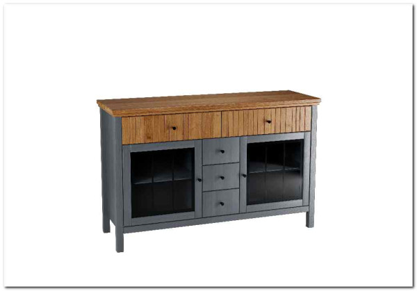 Тумба Сканди 2 стеклянные двери и ящики серый 7046/антик} заказать в Курске по цене 34 503 руб. с доставкой в Курск