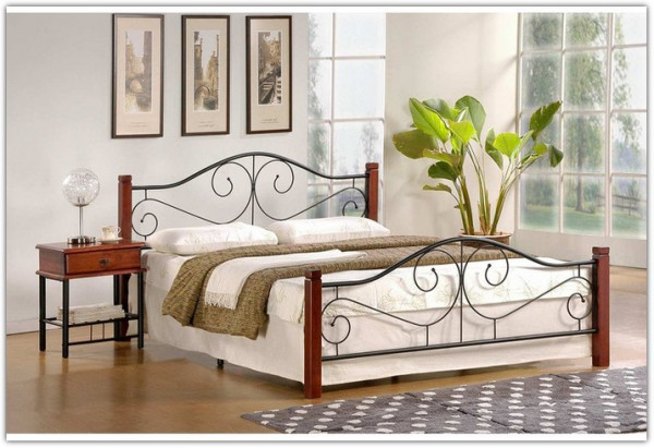 Кровать Halmar VIOLETTA (черешня античная/черный) 140/200} заказать в Курске по цене 34 926 руб. с доставкой в Курск