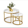 Комплект Halmar PAOLA, 2 стола журнальных (белый мрамор/золотой)} заказать в Курске по цене 10 894 руб. с доставкой в Курск