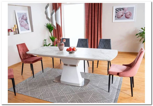 Стол обеденный SIGNAL SATURN II 160 (белый мрамор/белый мат)} заказать в Курске по цене 120 803 руб. с доставкой в Курск