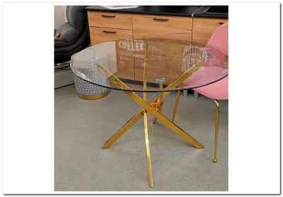 Стол HALMAR RAYMOND прозрачный / золотой