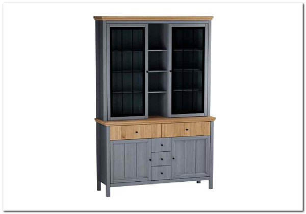 Буфет Сканди 2 стеклянные 2 глухие двери и ящики серый 7046/антик} заказать в Курске по цене 59 584 руб. с доставкой в Курск