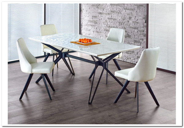 Стол обеденный Halmar PASCAL (белый/черный)} заказать в Курске по цене 51 609 руб. с доставкой в Курск