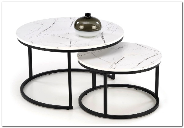 Комплект Halmar JAVA, 2 стола журнальных (белый мрамор/черный)} заказать в Курске по цене 15 623 руб. с доставкой в Курск
