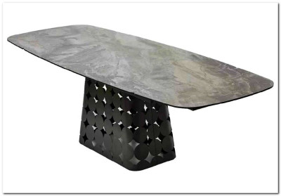 Стол MAGNUS 180 KL-80 Серый мрамор, итальянская керамика / Темно-серый каркас, DISAUR