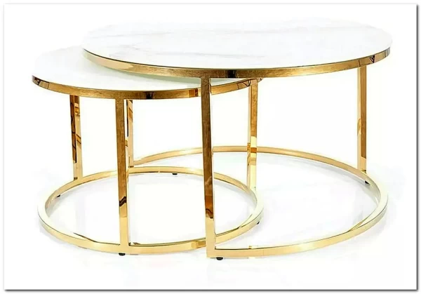 Комплект Signal MUSE, 2 стола журнальных эффект белого мрамора/золотой} заказать в Курске по цене 63 068 руб. с доставкой в Курск