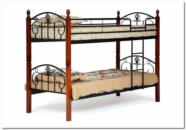 Кровать BOLERO двухъярусная 90х200 красный дуб/черный} заказать в Курске по цене 34 320 руб. с доставкой в Курск